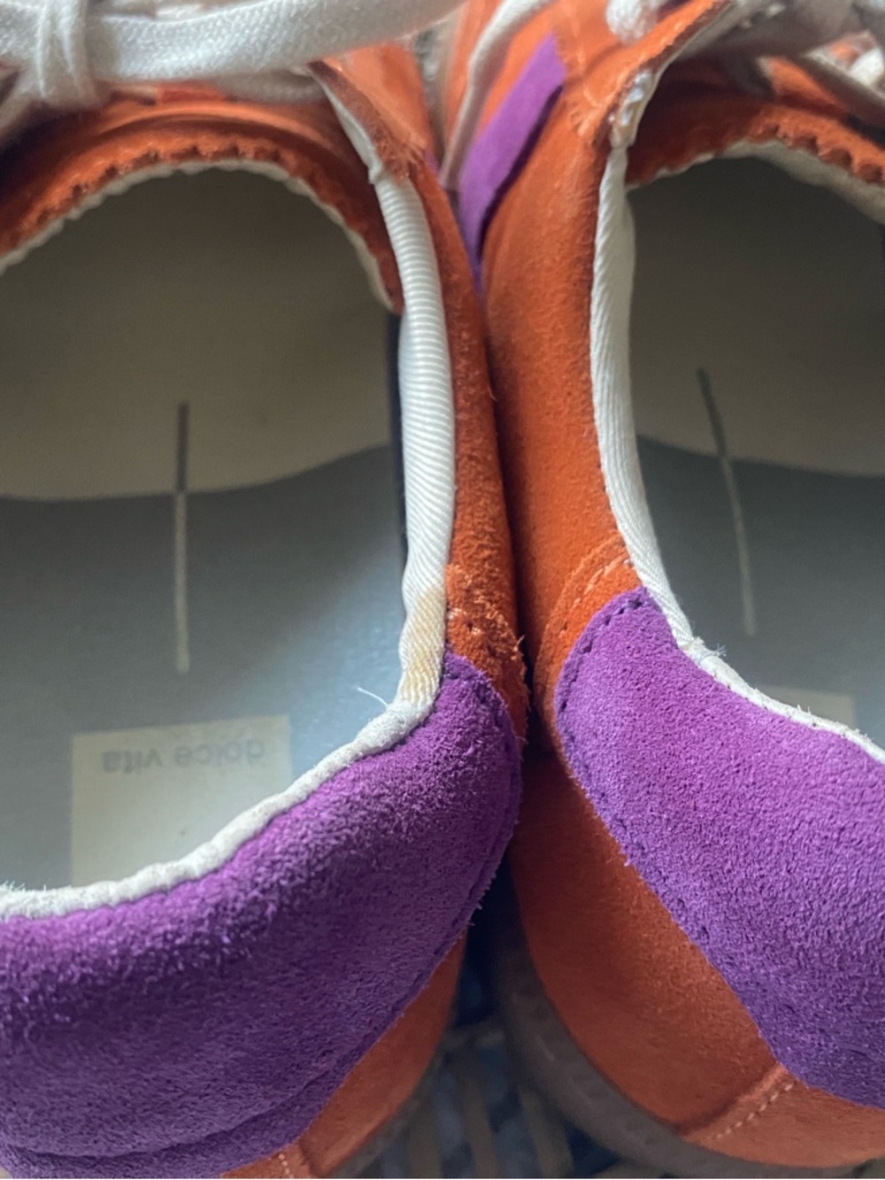 Dolce Vita Orange and Purple Suede Lace-Up Sneakers - Picture 6 of 11